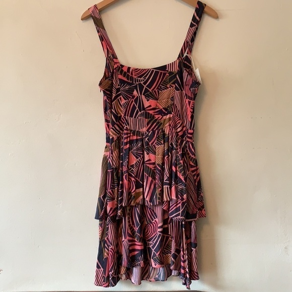 Hinge Pink Blue Floral Abstract Mini Dress, Size Small, NWT - Picture 2 of 11